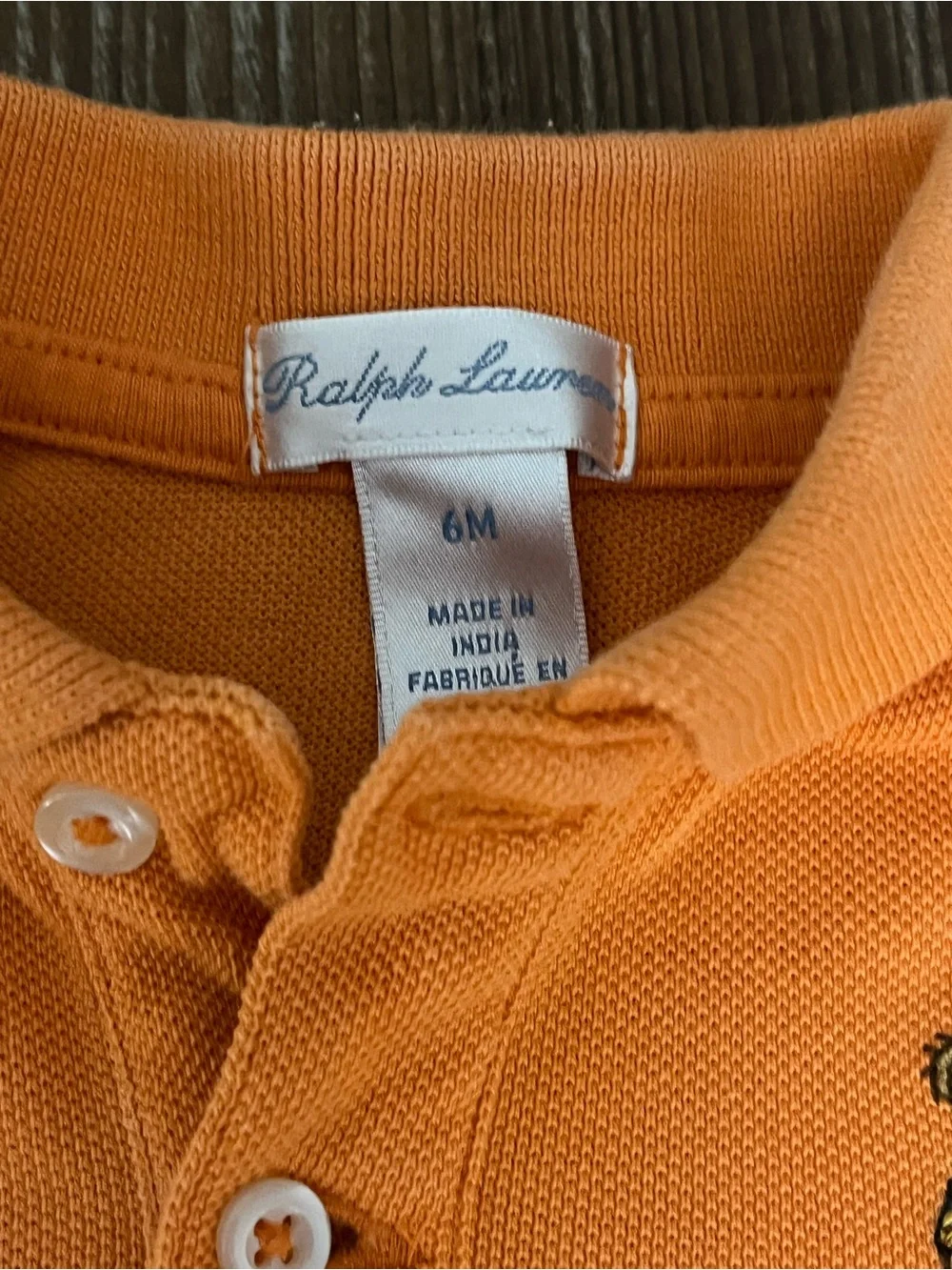 Ralph Lauren 2-pc Orange Pique Polo Shirt Chambray Shorts Set Size 6 Months